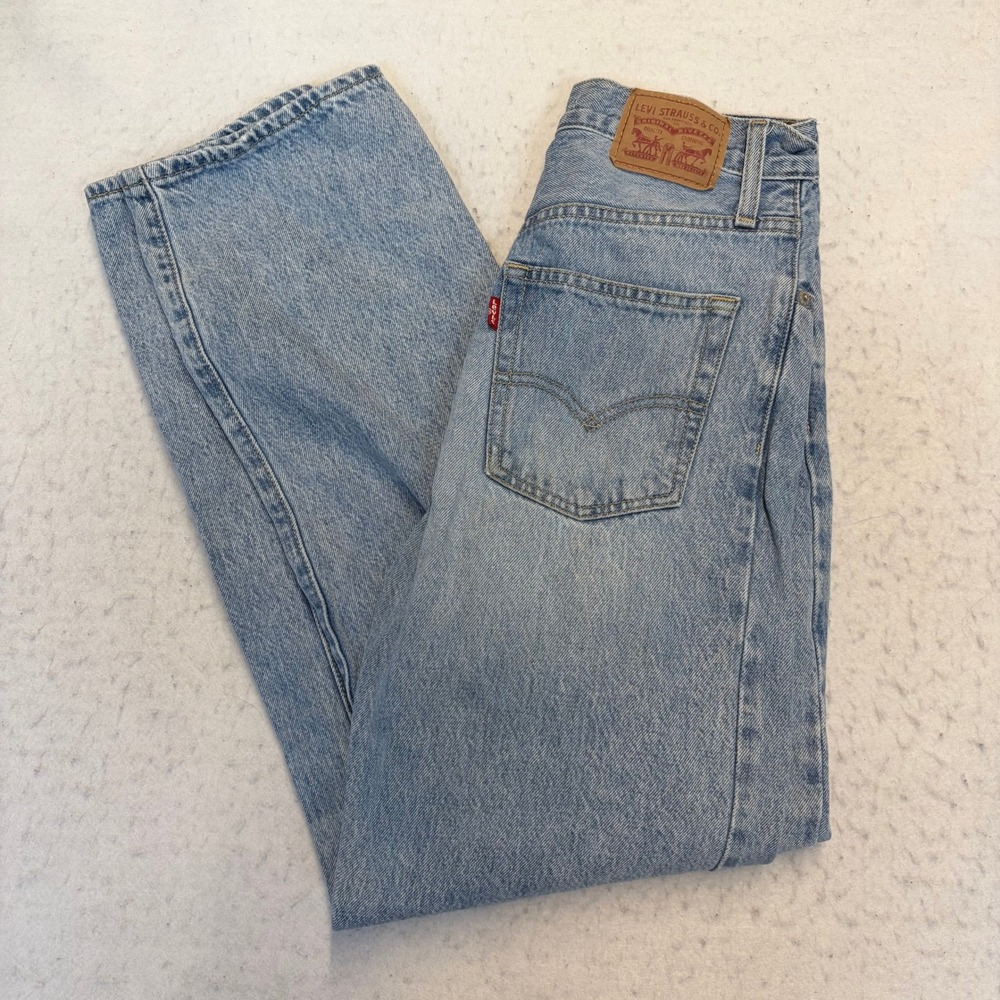 Levi's 94 Baggy Jeans Womens 25 Light Blue High Rise Wide Leg Denim